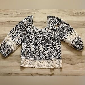 Panama Jack Black and Cream Blouse